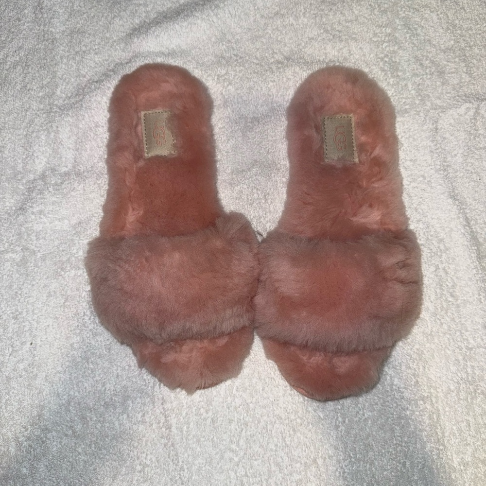 UGG Soft Pink Furry Slippers